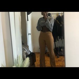Brown flare ribbed knit pants